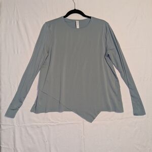 Lululemon Athletica Green Asymmetrical Mandarin Collar Tee
